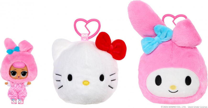 LOL Surprise Loves Hello Kitty Reversible Plush with Matching LOL Tot