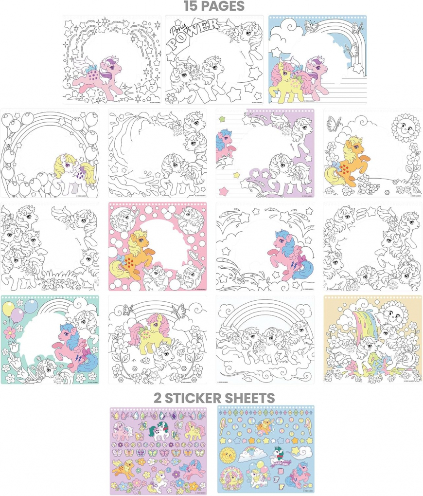 My Little Pony G1 Pretty Pony Make a Scene coloring set with stickers