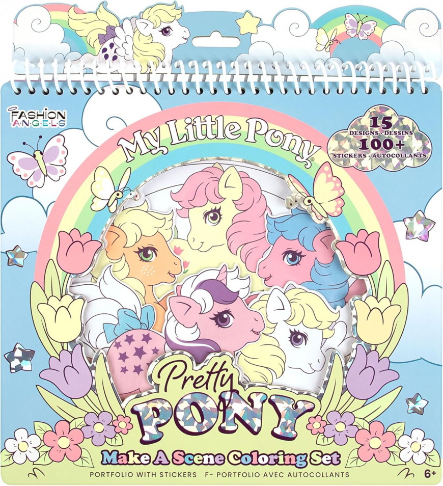 My Little Pony G1 Pretty Pony Make a Scene coloring set with stickers