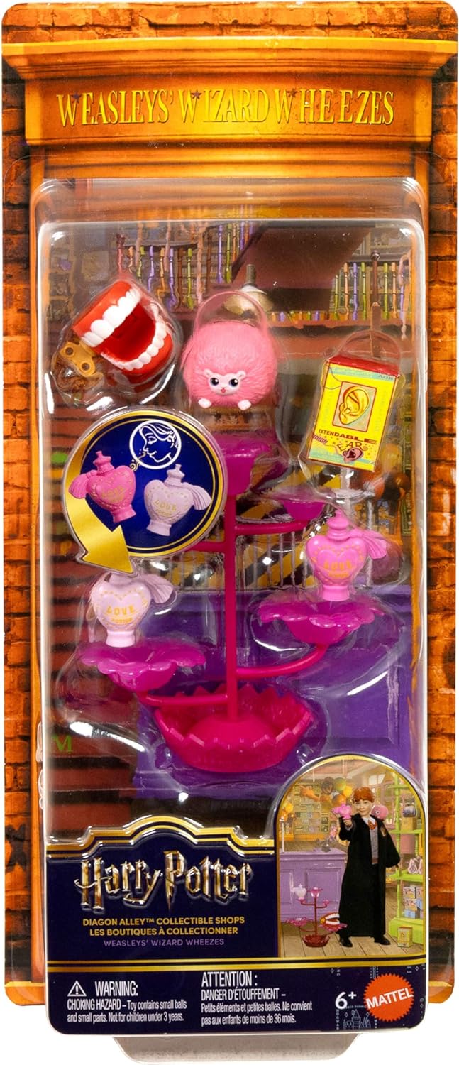 Mattel Harry Potter Toys, Diagon Alley Collectible Shops, Weasleys’ Wizard Wheezes with 7 Movie-Inspired Accessories