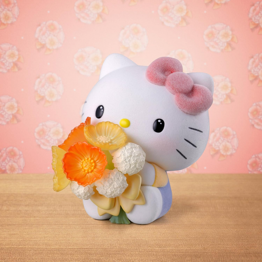 Hello Kitty mofamofy figure with Poppy & Reeve's spirea bouquet