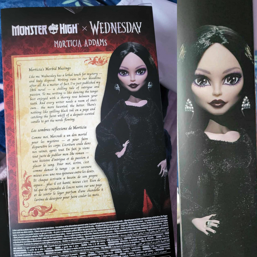 Monster High x Wednesday Morticia Addams doll in real life photos