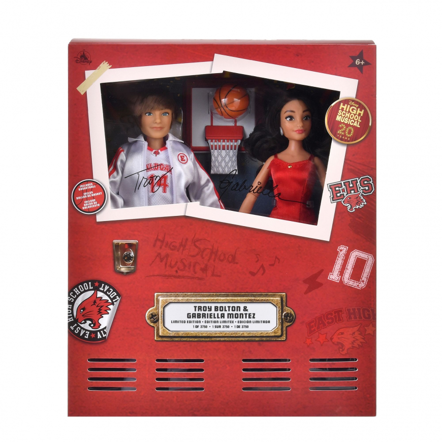 Disney Store High School Musical 20th anniversary Troy Bolton and Gabriella Montez 2 pack limited edition dolls