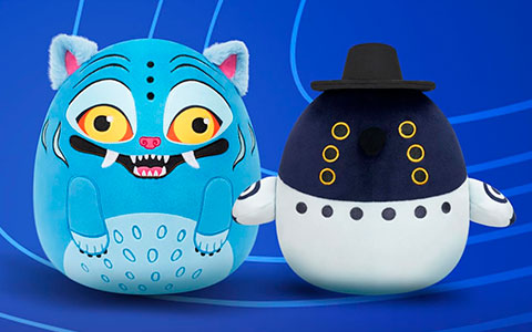 Squishmallows Kpop Demon Hunters Derpy Tiger and Sussie Plushes