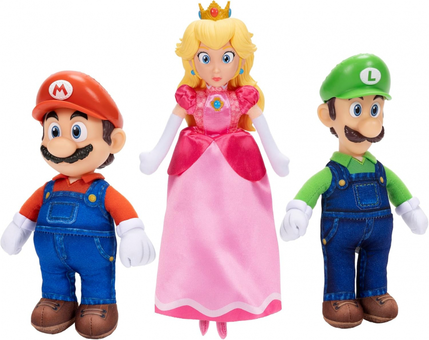 The Super Mario Galaxy Movie 9" Plush 3-Pack Bundle -  Mario, Luigi, and Princess Peach