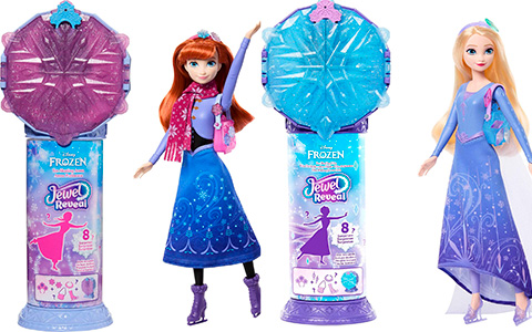 Mattel Disney Frozen Jewel Reveal Ice Skating Elsa and Anna dolls