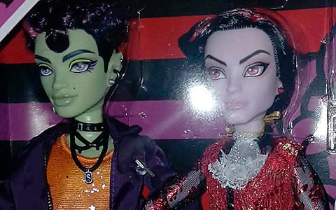 Monster High Skullector Pride 2026 2-pack Kieran Valentine and Spelldon Cauldronello dolls