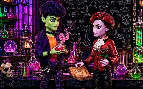 Monster High Skullector 2026 2-pack Kieran Valentine and Spelldon Cauldronello dolls
