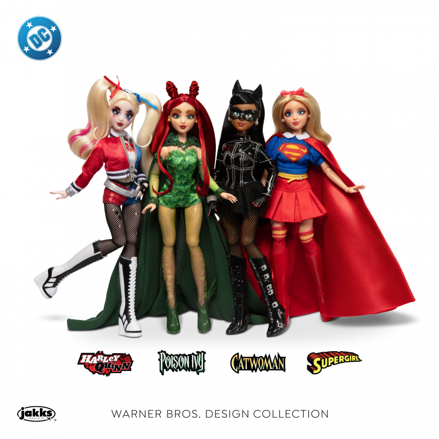 DC Fashion Dolls collection from JAKKS Pacific Harley Quinn, Poison Ivy, Catwoman, and Supergirl