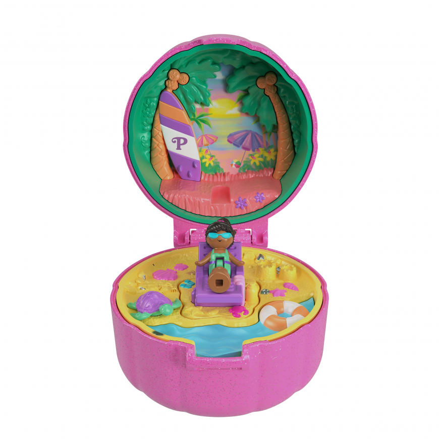 Polly Pocket Keepsake Compact Sand & Surf Ring & Case Playset