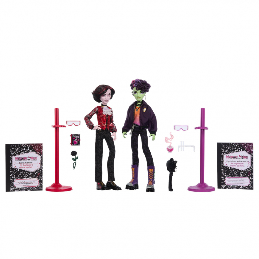Monster High Skullector 2026 2-pack Kieran Valentine and Spelldon Cauldronello dolls