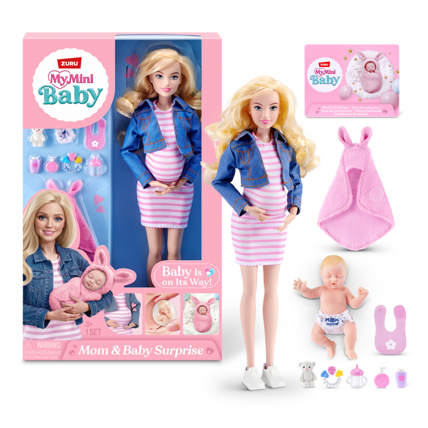 My Mini Baby Mom and Baby surprise series 1 light blonde doll pregnancy