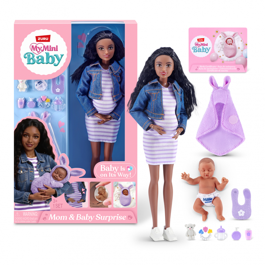 My Mini Baby Mom and Baby surprise series 1 light brunette doll