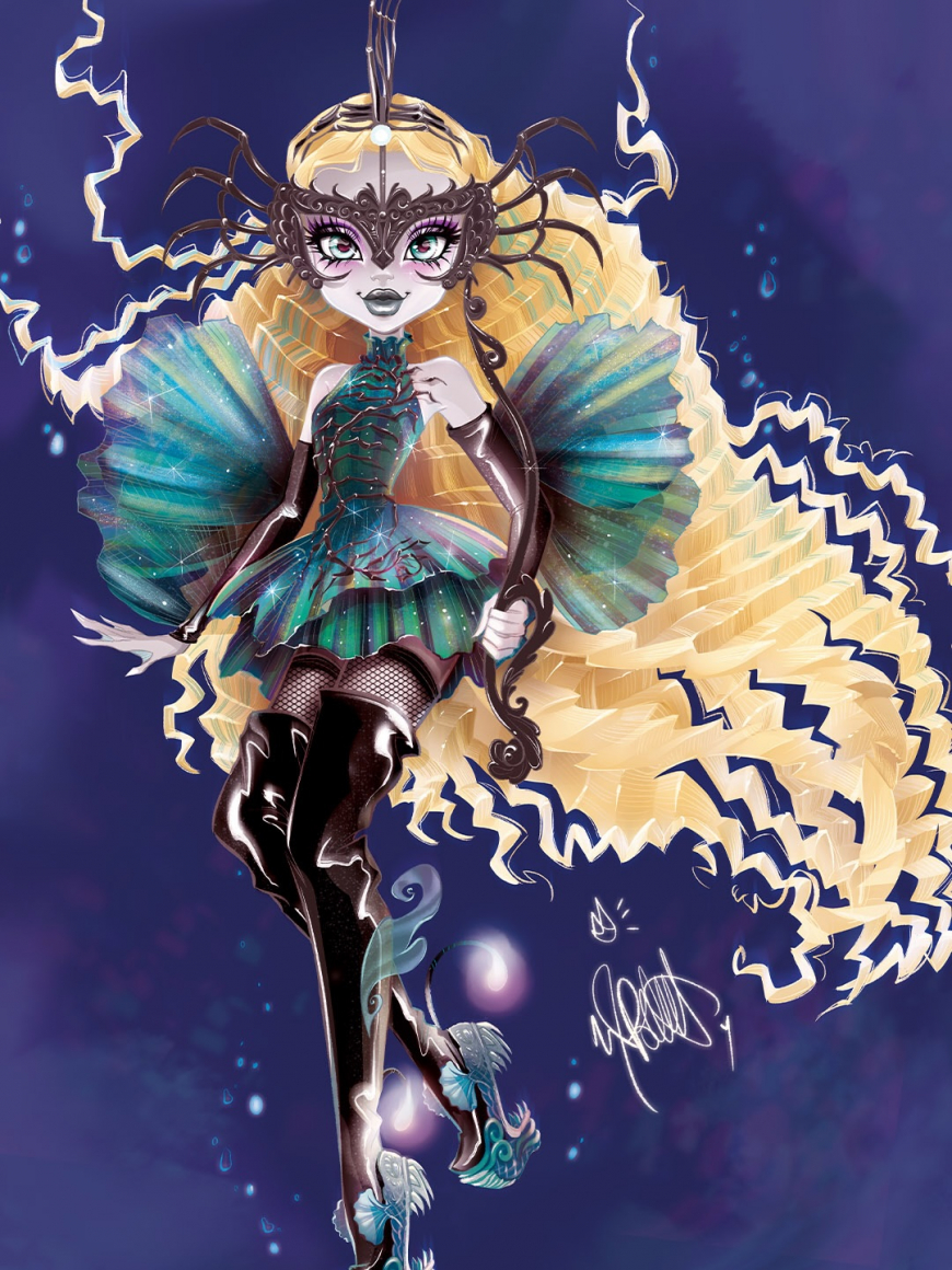 Monster High Skullector Ghouls Rule Lagoona Blue Doll illustrations