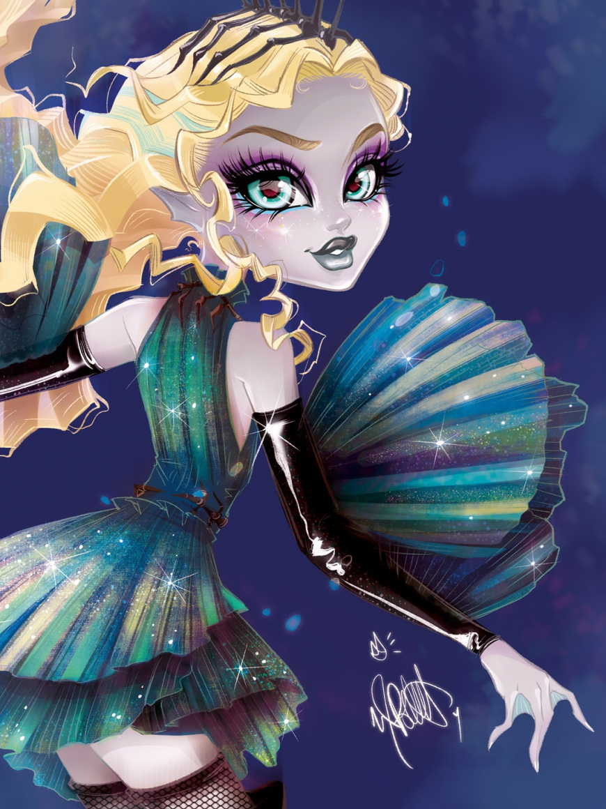 Monster High Skullector Ghouls Rule Lagoona Blue Doll illustrations