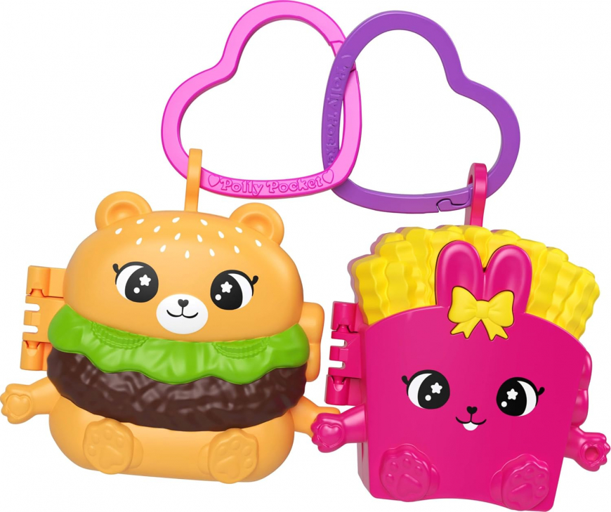 Polly Pocket Doll & Mini Compact Duo Bestie Food BFF combo meal