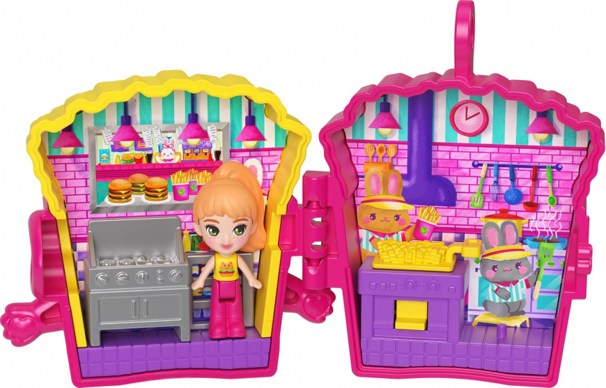 Polly Pocket Doll & Mini Compact Duo Bestie Food BFF combo meal