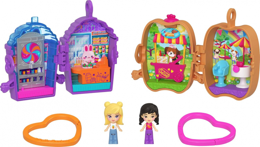 Polly Pocket Doll & Mini Compact Duo Bestie Food BFF park