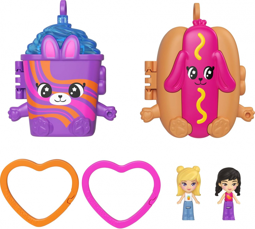 Polly Pocket Doll & Mini Compact Duo Bestie Food BFF park