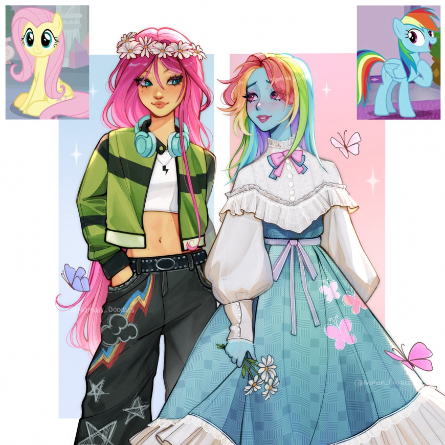 Animation, tv and movie characters role swaps art from naman_doodles