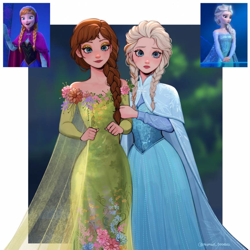 Animation, tv and movie characters role swaps art from naman_doodles