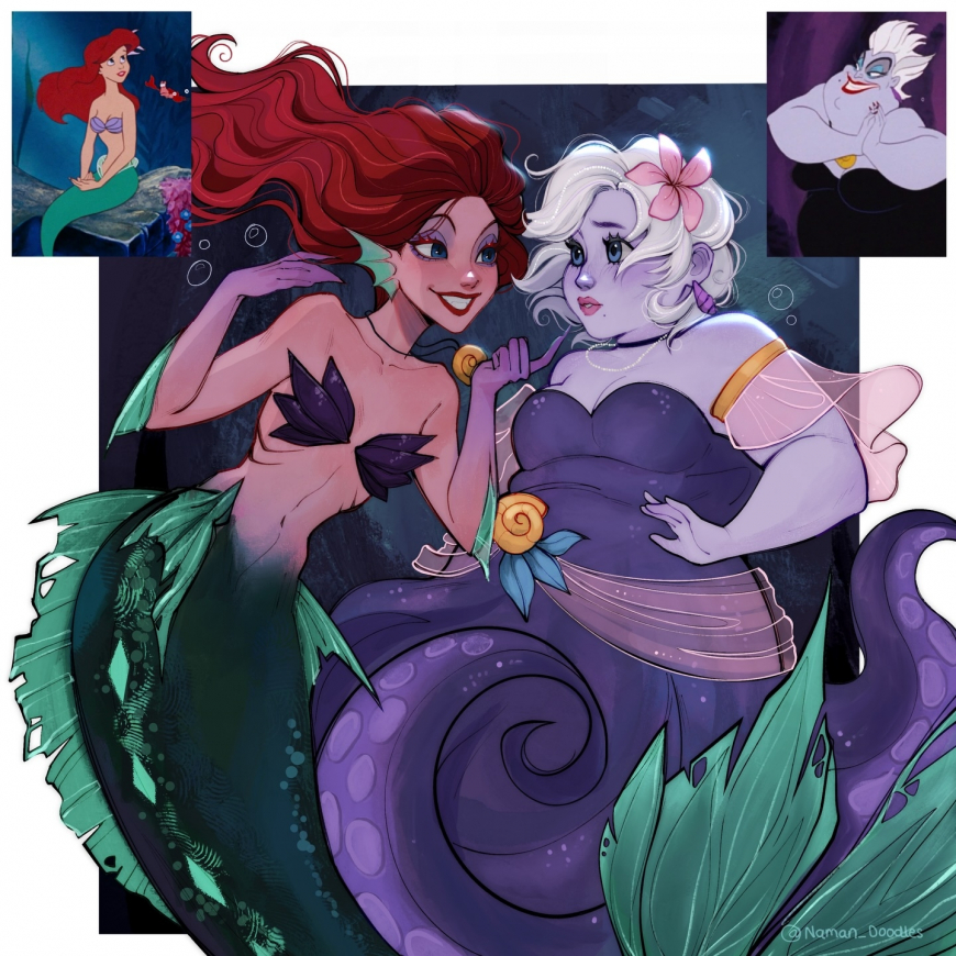 Animation, tv and movie characters role swaps art from naman_doodles