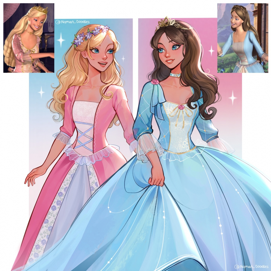 Animation, tv and movie characters role swaps art from naman_doodles