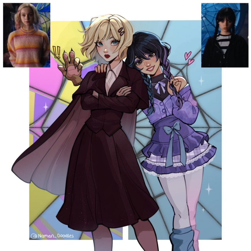 Animation, tv and movie characters role swaps art from naman_doodles