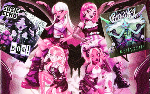 Monster High G3 Hordez, Vamp Pink, Papyra and Susie Echo scans from Buried Secrets Concert Lurks collection