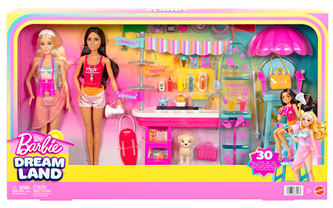 Barbie Dream Land Beach Boardwalk Buildup with 2 Dolls,