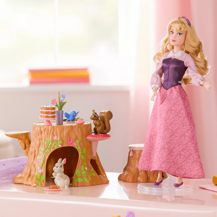 Disney Store Aurora Classic Doll Playset with forest tea party accessories