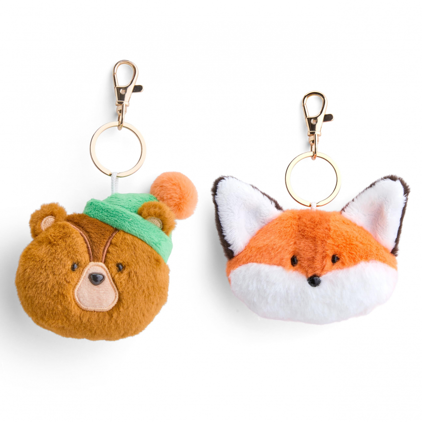 Forest Friends Fox & Bear Keychain Plush 2-Pack
