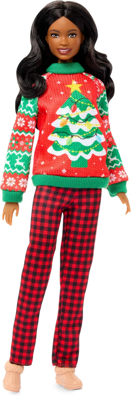 Barbie Signature Holiday Sweaters doll with Long Brunette Hair JML10