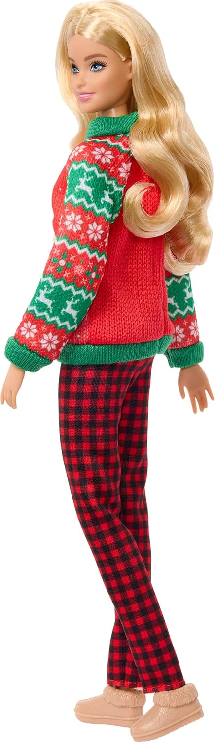Barbie Signature Holiday Sweaters doll with Long Blonde Hair JML09