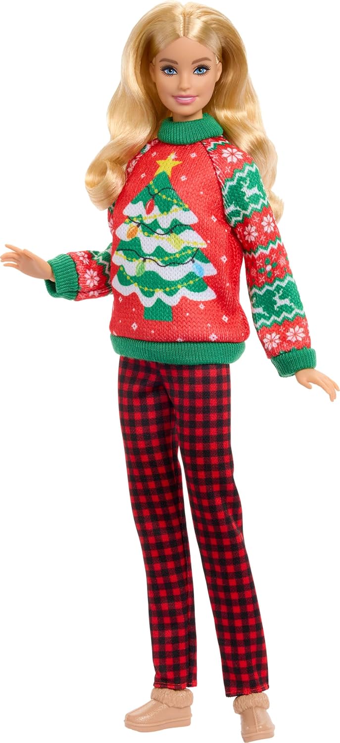 Barbie Signature Holiday Sweaters doll with Long Blonde Hair JML09