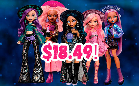 Moonspell Magic dolls: Claire de Luna, Willow Thorne, Laya Stone, Carina Song and Rae Lumina