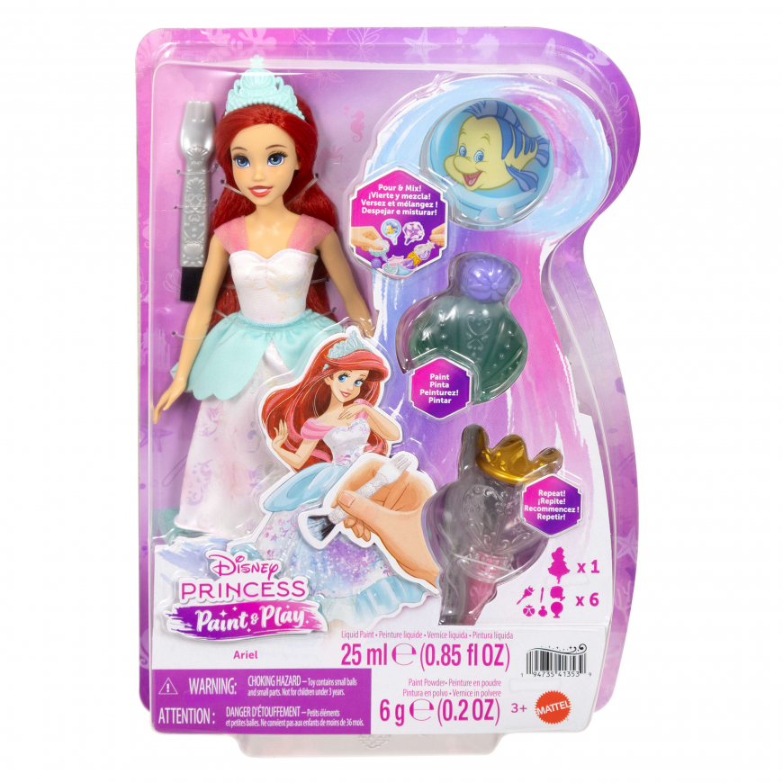 Disney Princess Paint & Play Ariel Fashion Doll with DIY Washable Outfit